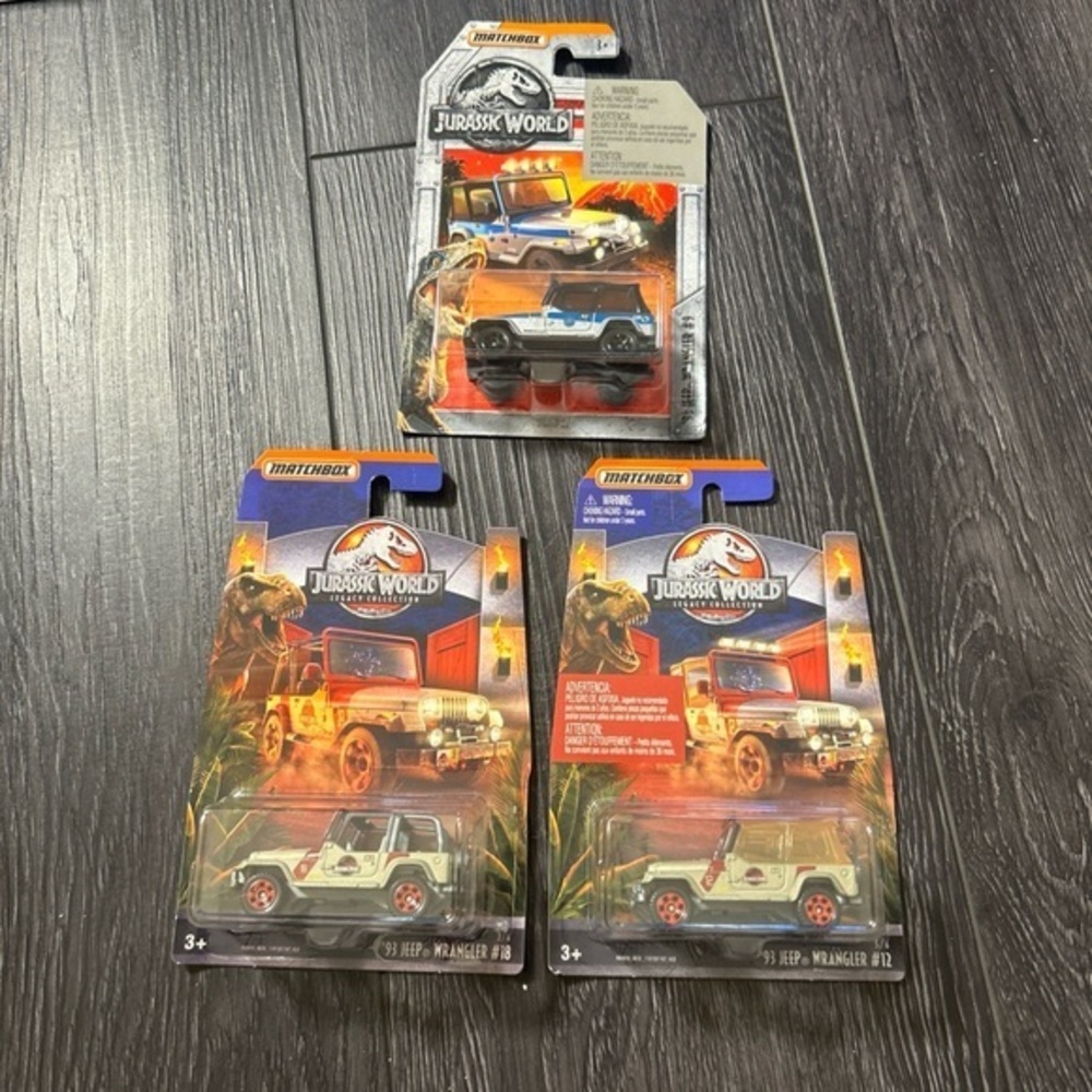 Matchbox Jurassic World '93 Jeep Wranglers New #9, #12, #18 Set of 3